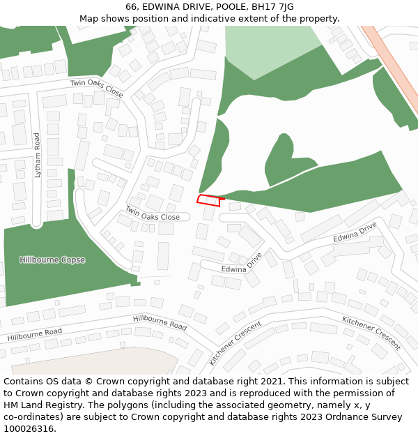 66, EDWINA DRIVE, POOLE, BH17 7JG: Location map and indicative extent of plot
