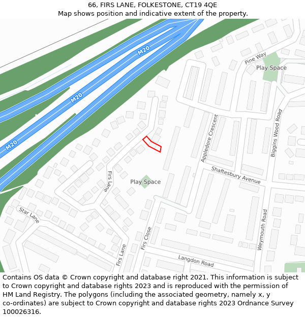 66, FIRS LANE, FOLKESTONE, CT19 4QE: Location map and indicative extent of plot