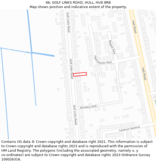 66, GOLF LINKS ROAD, HULL, HU6 8RB: Location map and indicative extent of plot