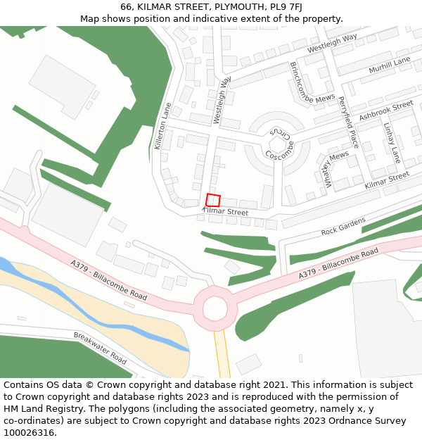 66, KILMAR STREET, PLYMOUTH, PL9 7FJ: Location map and indicative extent of plot