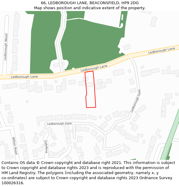 66, LEDBOROUGH LANE, BEACONSFIELD, HP9 2DG: Location map and indicative extent of plot