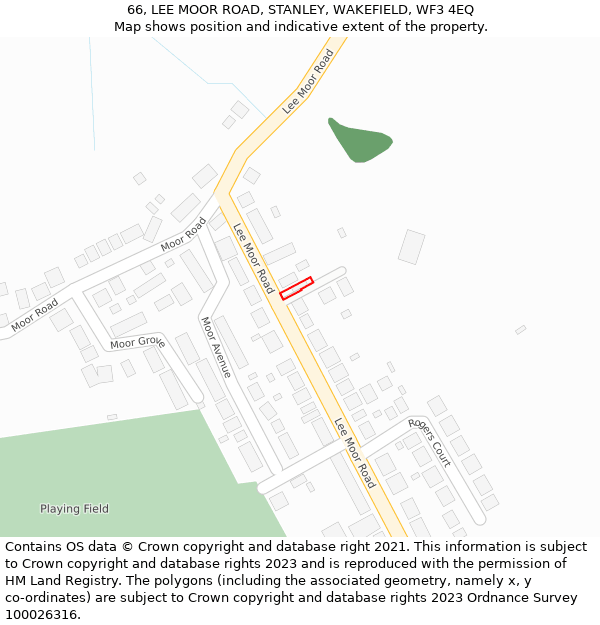 66, LEE MOOR ROAD, STANLEY, WAKEFIELD, WF3 4EQ: Location map and indicative extent of plot