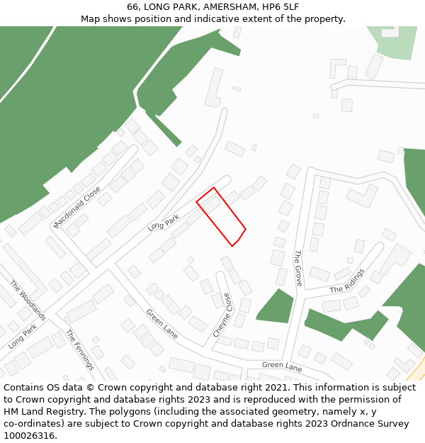 66, LONG PARK, AMERSHAM, HP6 5LF: Location map and indicative extent of plot