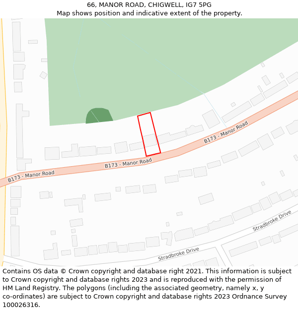 66, MANOR ROAD, CHIGWELL, IG7 5PG: Location map and indicative extent of plot
