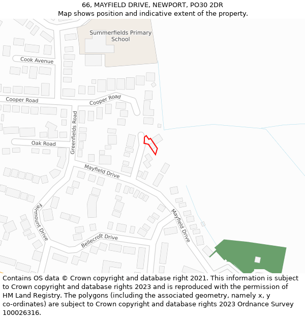66, MAYFIELD DRIVE, NEWPORT, PO30 2DR: Location map and indicative extent of plot