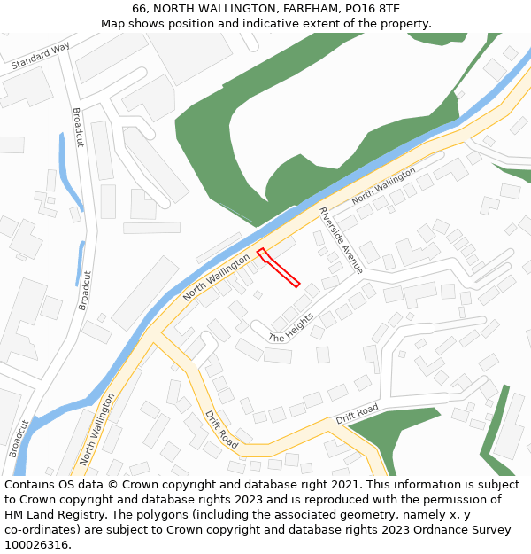 66, NORTH WALLINGTON, FAREHAM, PO16 8TE: Location map and indicative extent of plot