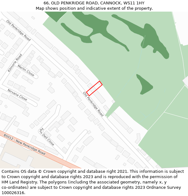 66, OLD PENKRIDGE ROAD, CANNOCK, WS11 1HY: Location map and indicative extent of plot