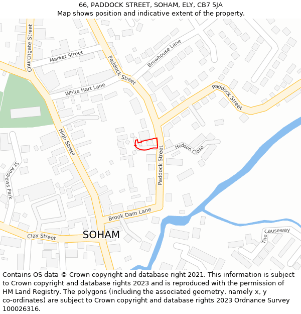 66, PADDOCK STREET, SOHAM, ELY, CB7 5JA: Location map and indicative extent of plot