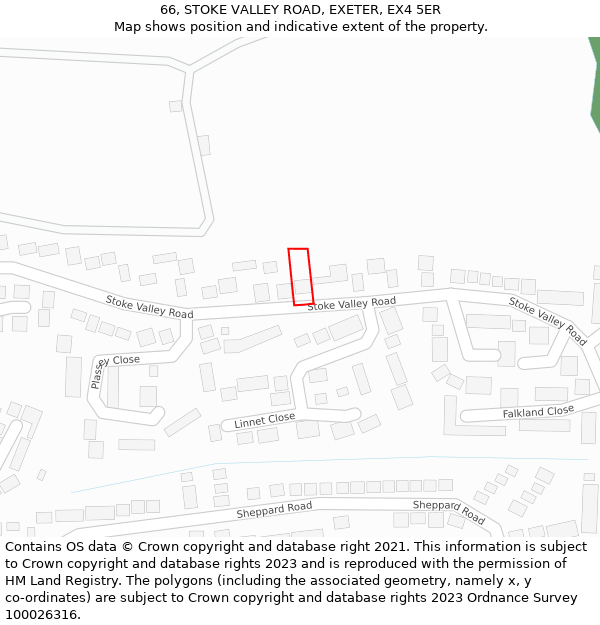 66, STOKE VALLEY ROAD, EXETER, EX4 5ER: Location map and indicative extent of plot