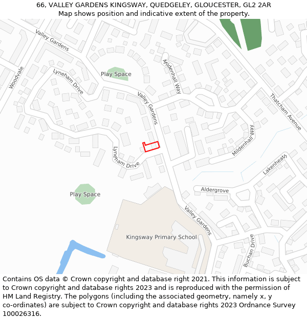 66, VALLEY GARDENS KINGSWAY, QUEDGELEY, GLOUCESTER, GL2 2AR: Location map and indicative extent of plot