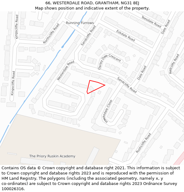 66, WESTERDALE ROAD, GRANTHAM, NG31 8EJ: Location map and indicative extent of plot