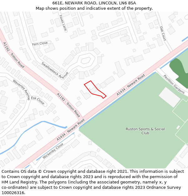 661E, NEWARK ROAD, LINCOLN, LN6 8SA: Location map and indicative extent of plot