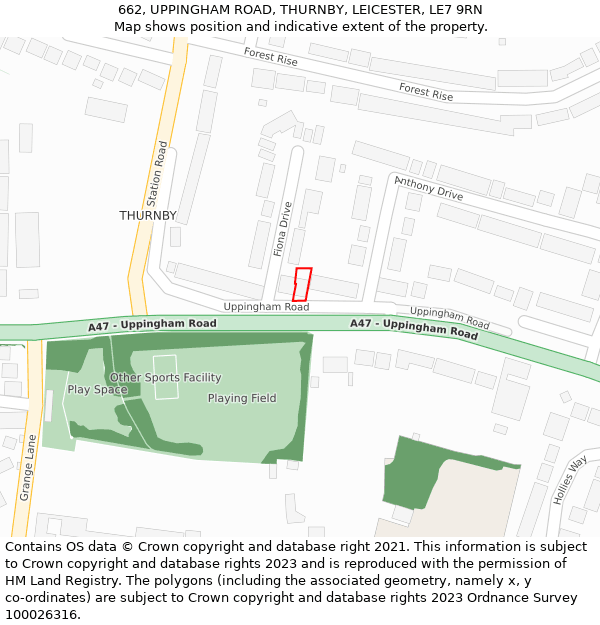 662, UPPINGHAM ROAD, THURNBY, LEICESTER, LE7 9RN: Location map and indicative extent of plot