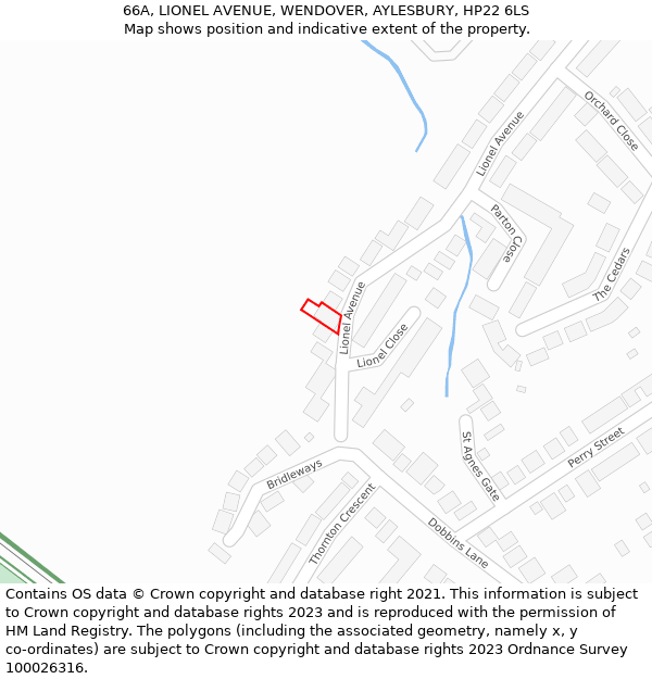 66A, LIONEL AVENUE, WENDOVER, AYLESBURY, HP22 6LS: Location map and indicative extent of plot