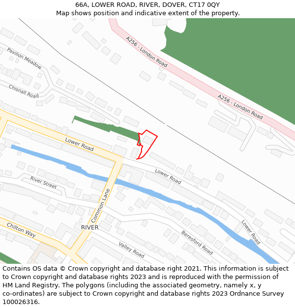 66A, LOWER ROAD, RIVER, DOVER, CT17 0QY: Location map and indicative extent of plot
