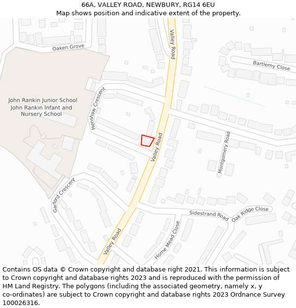 66A, VALLEY ROAD, NEWBURY, RG14 6EU: Location map and indicative extent of plot