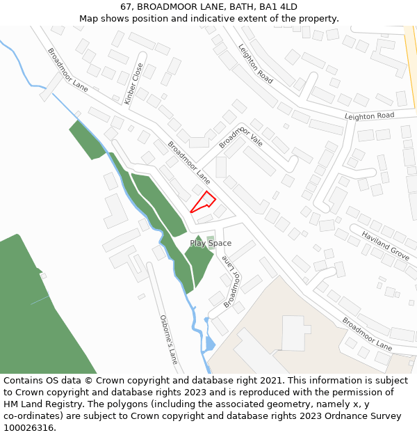 67, BROADMOOR LANE, BATH, BA1 4LD: Location map and indicative extent of plot