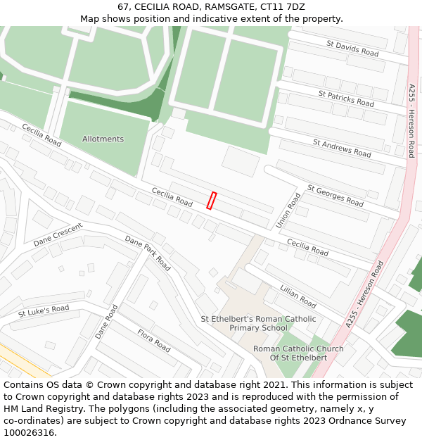 67, CECILIA ROAD, RAMSGATE, CT11 7DZ: Location map and indicative extent of plot