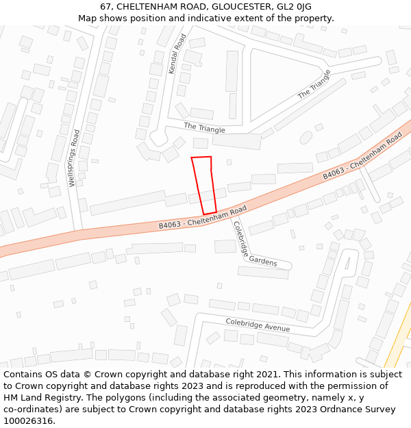 67, CHELTENHAM ROAD, GLOUCESTER, GL2 0JG: Location map and indicative extent of plot