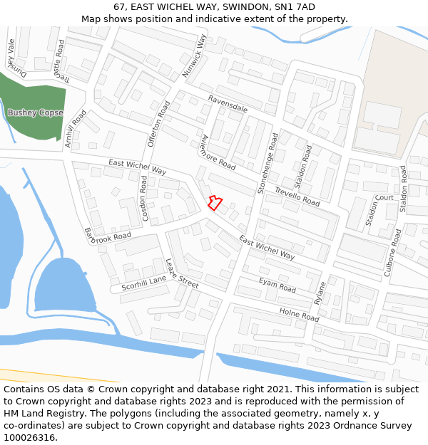 67, EAST WICHEL WAY, SWINDON, SN1 7AD: Location map and indicative extent of plot