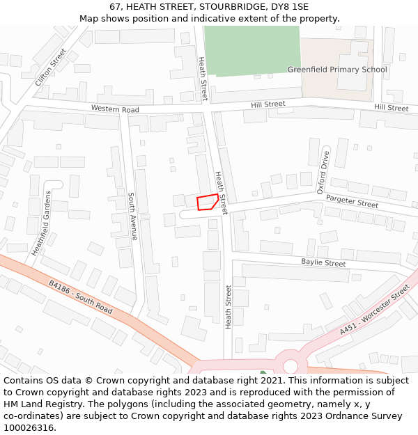 67, HEATH STREET, STOURBRIDGE, DY8 1SE: Location map and indicative extent of plot