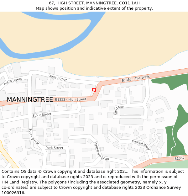 67, HIGH STREET, MANNINGTREE, CO11 1AH: Location map and indicative extent of plot