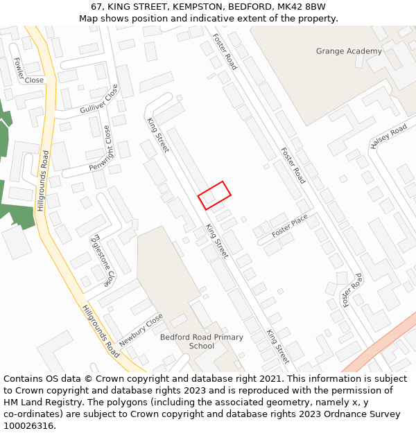 67, KING STREET, KEMPSTON, BEDFORD, MK42 8BW: Location map and indicative extent of plot