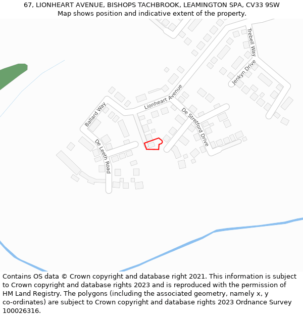 67, LIONHEART AVENUE, BISHOPS TACHBROOK, LEAMINGTON SPA, CV33 9SW: Location map and indicative extent of plot