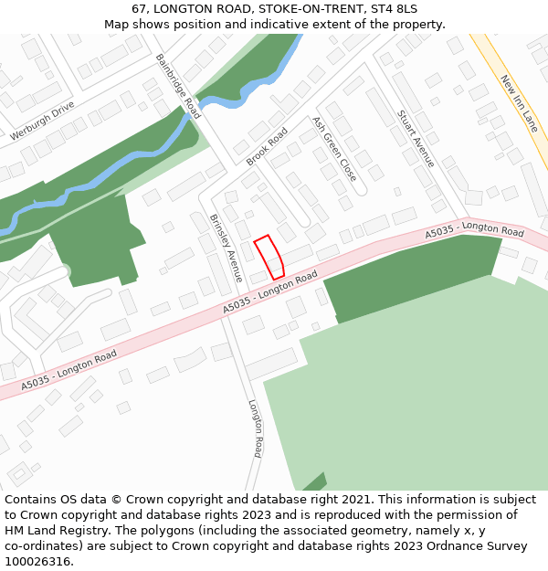 67, LONGTON ROAD, STOKE-ON-TRENT, ST4 8LS: Location map and indicative extent of plot