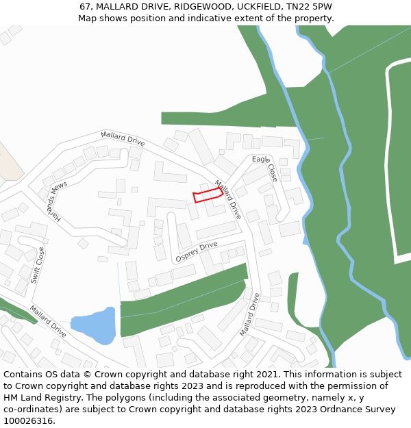 67, MALLARD DRIVE, RIDGEWOOD, UCKFIELD, TN22 5PW: Location map and indicative extent of plot