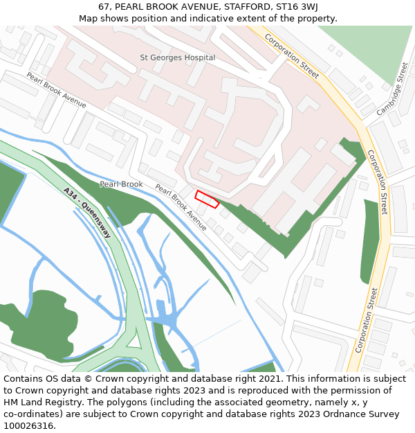 67, PEARL BROOK AVENUE, STAFFORD, ST16 3WJ: Location map and indicative extent of plot