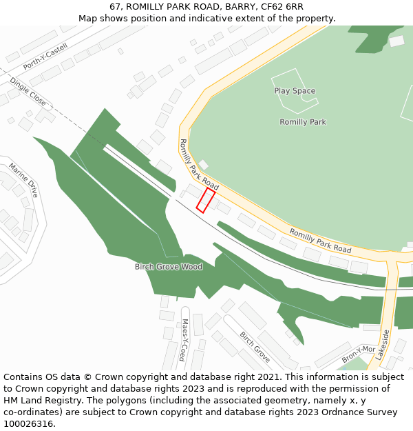 67, ROMILLY PARK ROAD, BARRY, CF62 6RR: Location map and indicative extent of plot