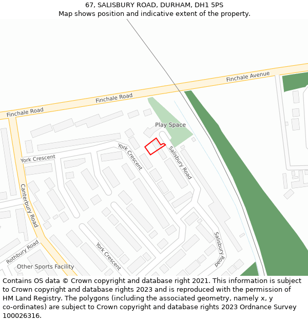 67, SALISBURY ROAD, DURHAM, DH1 5PS: Location map and indicative extent of plot