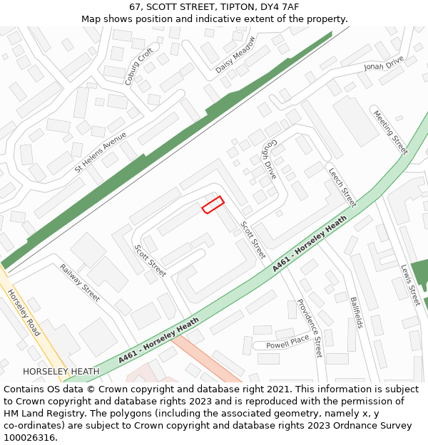 67, SCOTT STREET, TIPTON, DY4 7AF: Location map and indicative extent of plot