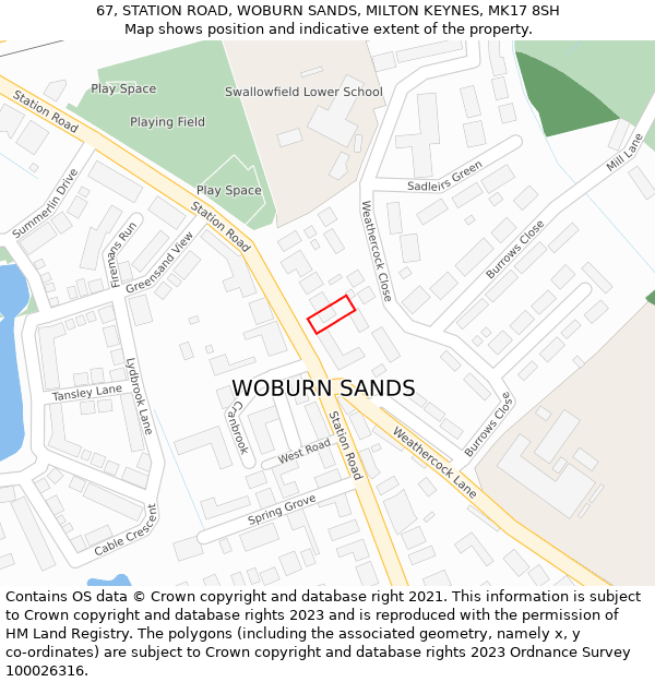 67, STATION ROAD, WOBURN SANDS, MILTON KEYNES, MK17 8SH: Location map and indicative extent of plot