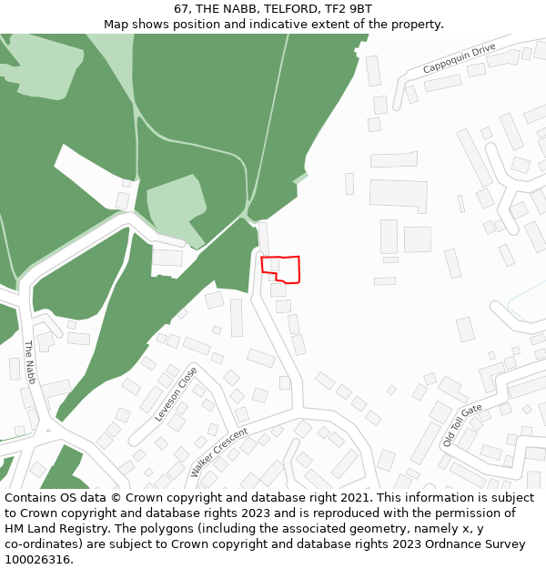 67, THE NABB, TELFORD, TF2 9BT: Location map and indicative extent of plot