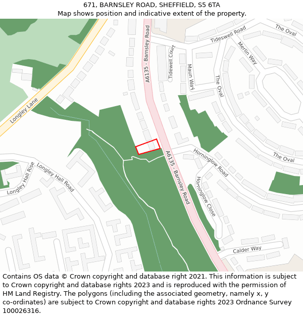 671, BARNSLEY ROAD, SHEFFIELD, S5 6TA: Location map and indicative extent of plot