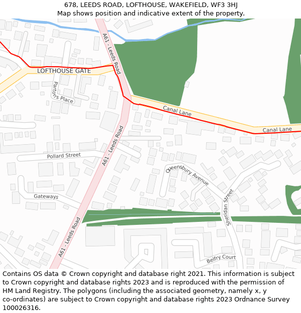 678, LEEDS ROAD, LOFTHOUSE, WAKEFIELD, WF3 3HJ: Location map and indicative extent of plot