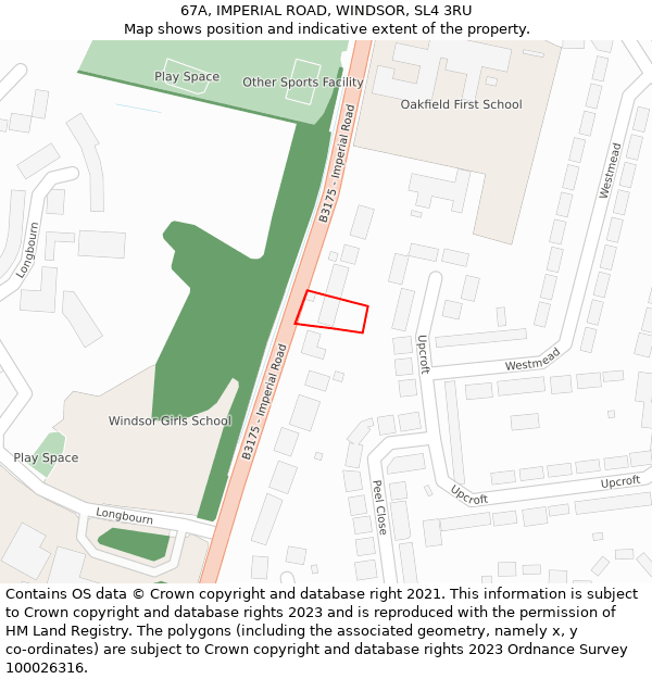 67A, IMPERIAL ROAD, WINDSOR, SL4 3RU: Location map and indicative extent of plot