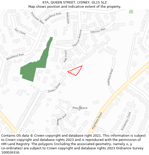67A, QUEEN STREET, LYDNEY, GL15 5LZ: Location map and indicative extent of plot