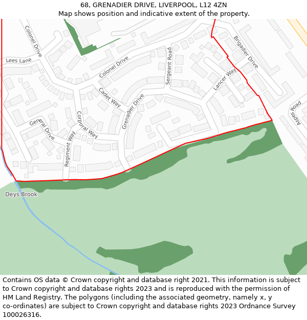 68, GRENADIER DRIVE, LIVERPOOL, L12 4ZN: Location map and indicative extent of plot
