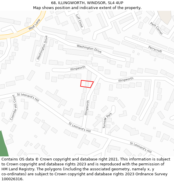 68, ILLINGWORTH, WINDSOR, SL4 4UP: Location map and indicative extent of plot