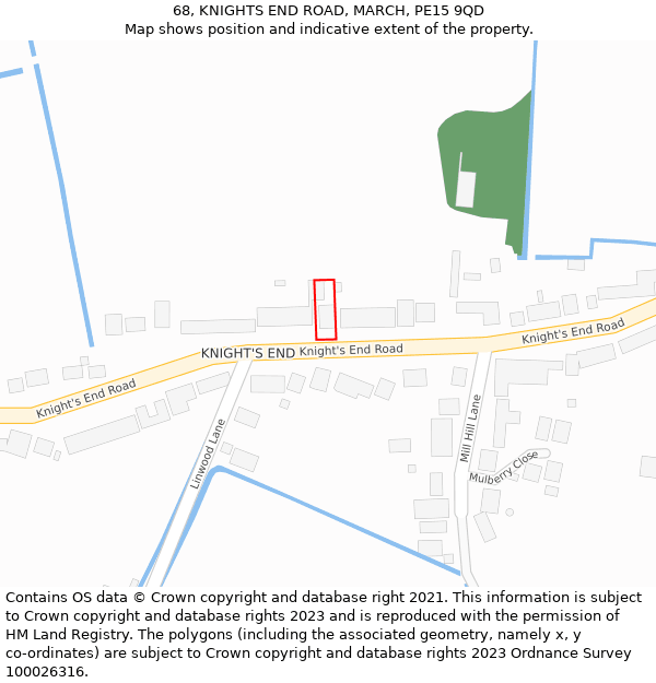 68, KNIGHTS END ROAD, MARCH, PE15 9QD: Location map and indicative extent of plot