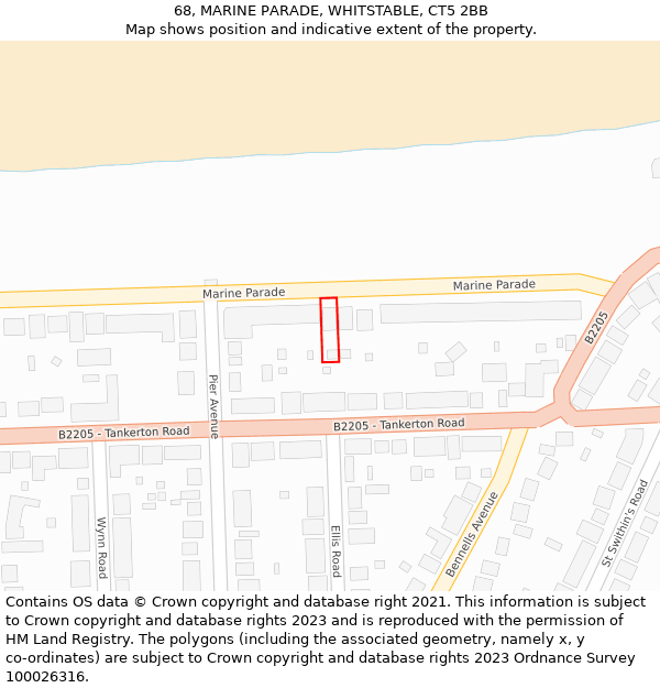 68, MARINE PARADE, WHITSTABLE, CT5 2BB: Location map and indicative extent of plot