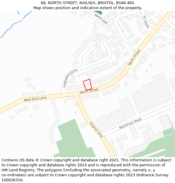 68, NORTH STREET, NAILSEA, BRISTOL, BS48 4BS: Location map and indicative extent of plot