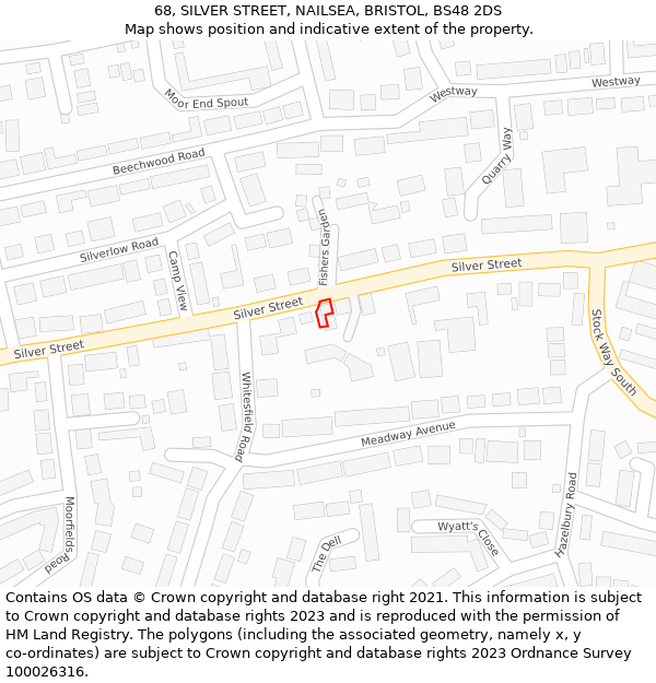 68, SILVER STREET, NAILSEA, BRISTOL, BS48 2DS: Location map and indicative extent of plot