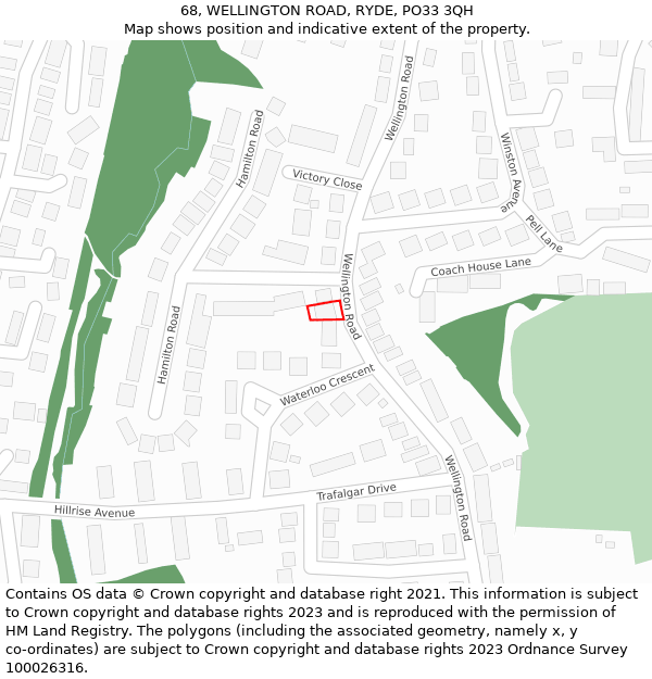 68, WELLINGTON ROAD, RYDE, PO33 3QH: Location map and indicative extent of plot