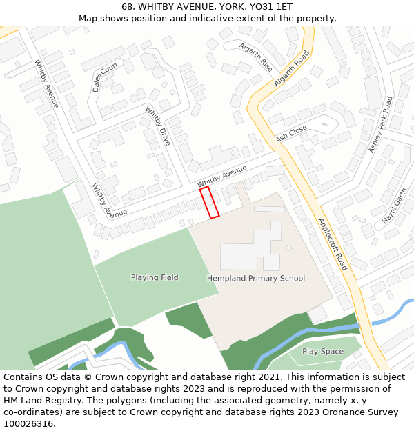 68, WHITBY AVENUE, YORK, YO31 1ET: Location map and indicative extent of plot