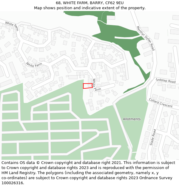 68, WHITE FARM, BARRY, CF62 9EU: Location map and indicative extent of plot