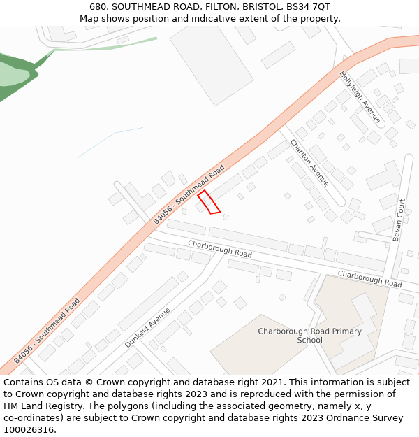 680, SOUTHMEAD ROAD, FILTON, BRISTOL, BS34 7QT: Location map and indicative extent of plot